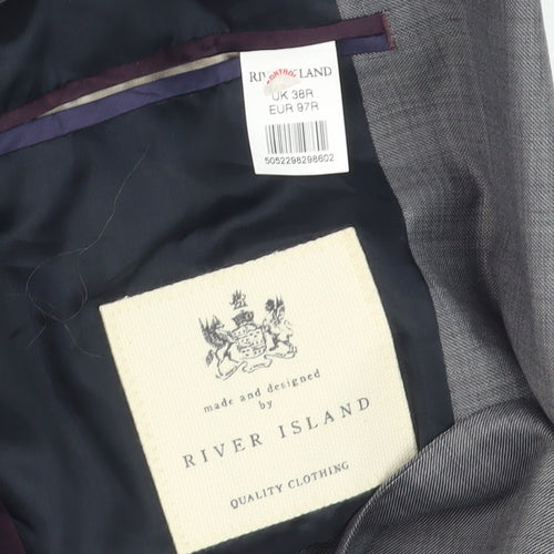 River Island Men's Grey Slim Fit Blazer Jacket 38