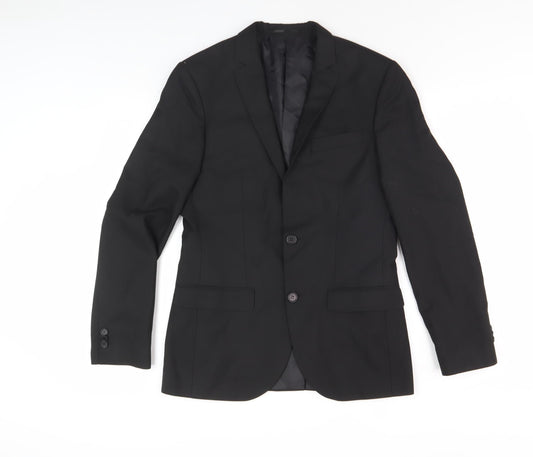 River Island Men's Black 36 Blazer, Formal Single-Breasted