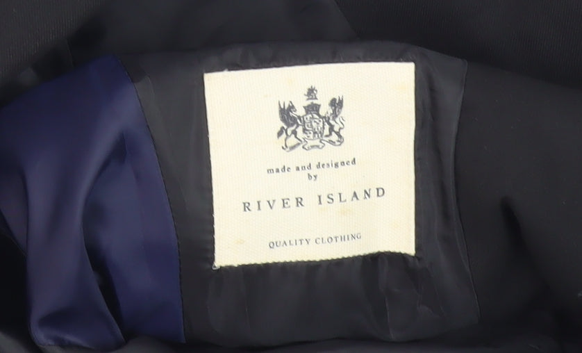 River Island Men's Black 36 Blazer, Formal Single-Breasted