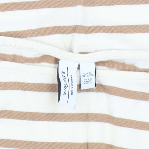 Paris Atelier Women's XS Beige White Striped Top