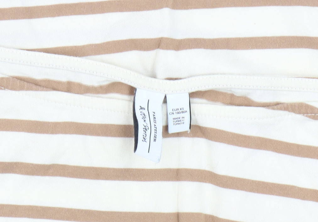 Paris Atelier Women's XS Beige White Striped Top