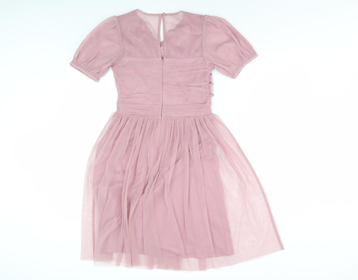 Lipsy Pink A-Line Girls Party Dress, Size 11 Years, Sequined V-Neck