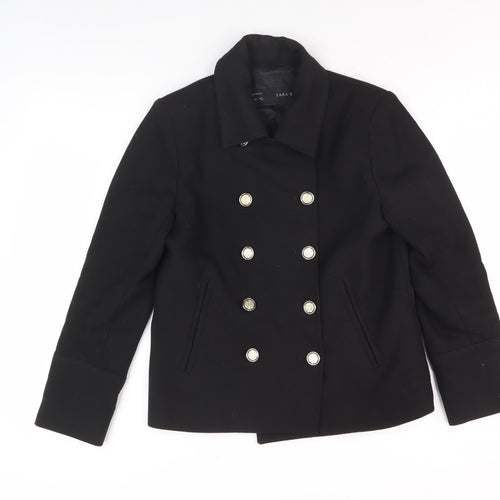 Zara Women's Black Pea Coat Jacket - Size S