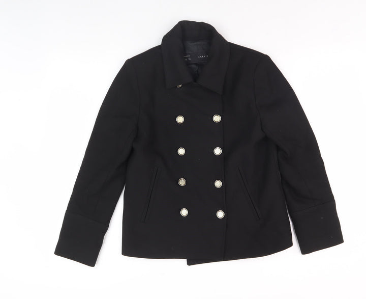 Zara Women's Black Pea Coat Jacket - Size S
