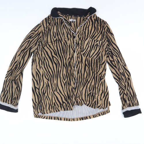 DKNY Women's Animal Print Nightshirt, Brown, M, Collared