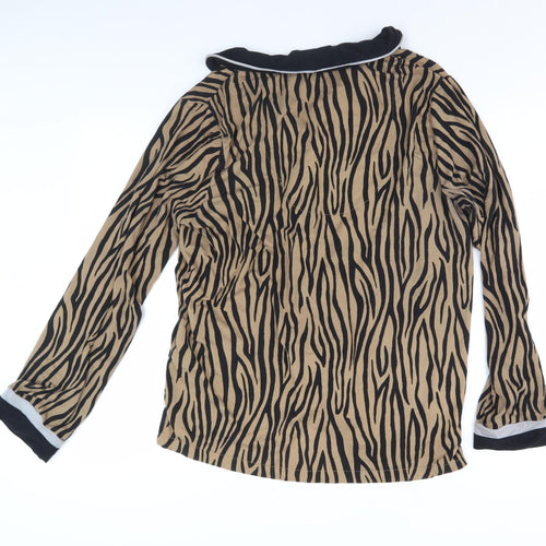DKNY Women's Animal Print Nightshirt, Brown, M, Collared