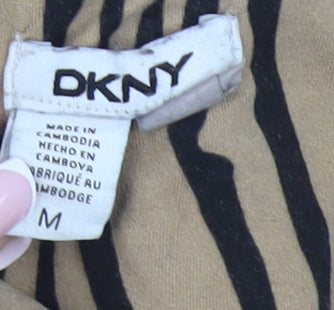 DKNY Women's Animal Print Nightshirt, Brown, M, Collared