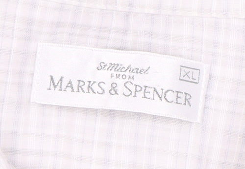 Marks and Spencer Men's Ivory Check Shirt XL