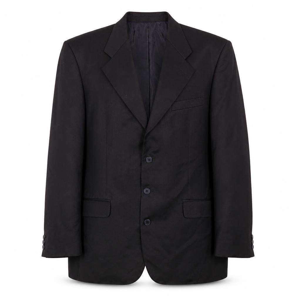 Front view of Jonathan Adams Men's Black Long Suit Jacket, size 42