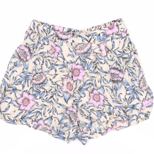 H&M Women's Multicoloured Floral Viscose Shorts Size 8