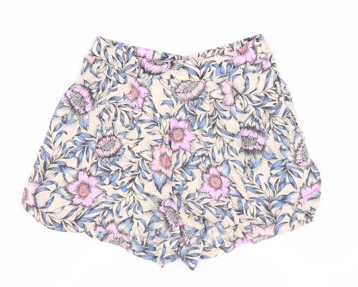 H&M Women's Multicoloured Floral Viscose Shorts Size 8