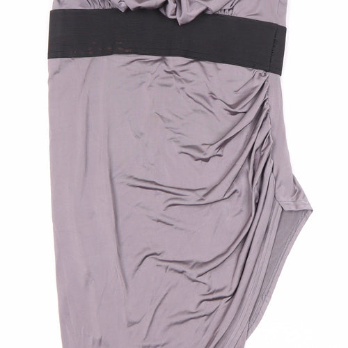 Look Grey Asymmetric Strapless Dress Women Size 14