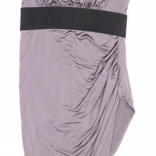 Look Grey Asymmetric Strapless Dress Women Size 14