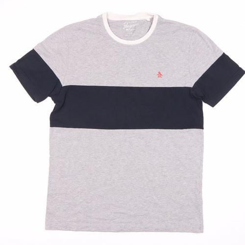 Penguin Men's Grey Colourblock T-Shirt, Size L