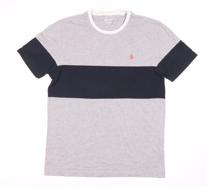 Penguin Men's Grey Colourblock T-Shirt, Size L