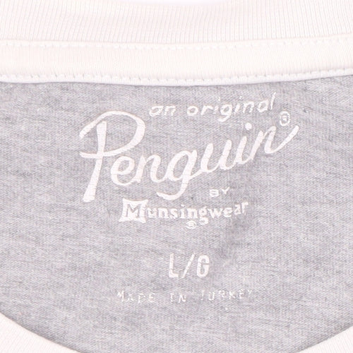 Penguin Men's Grey Colourblock T-Shirt, Size L