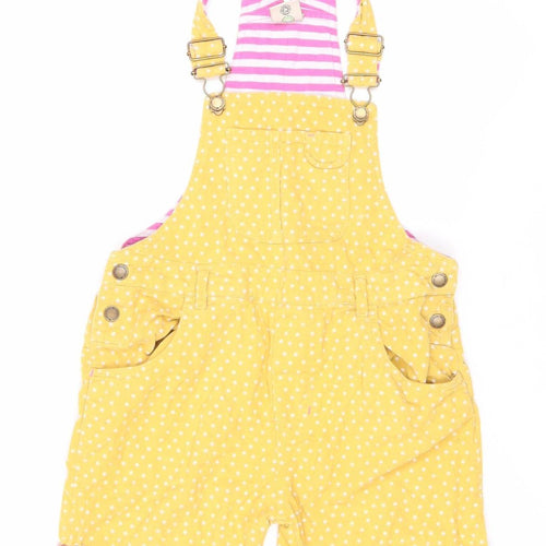 Frugi Girls Yellow Polka Dot Dungaree, Size 8-9 Years