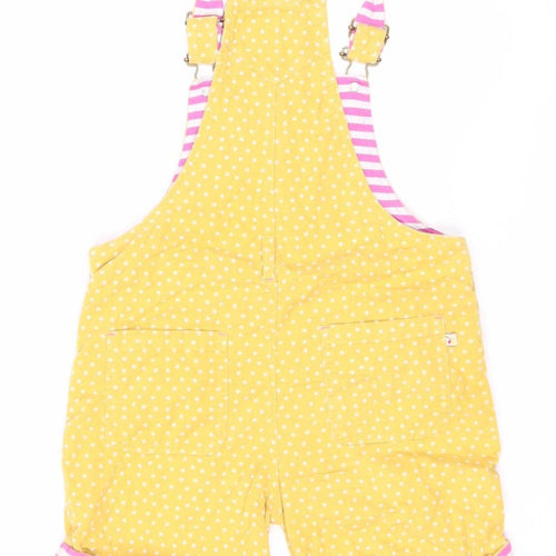 Frugi Girls Yellow Polka Dot Dungaree, Size 8-9 Years