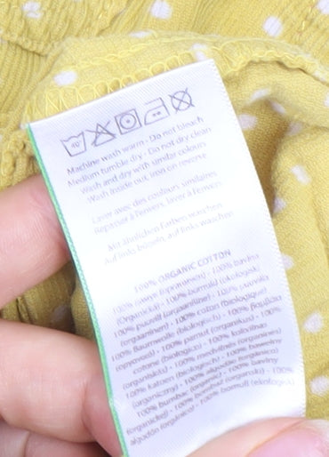 Frugi Girls Yellow Polka Dot Dungaree, Size 8-9 Years