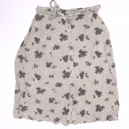 Roman Women's Grey Floral Button Skirt Size 18