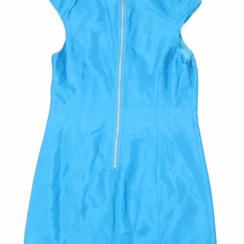Oasis Women's Silk Blue Sheath Dress Size 14