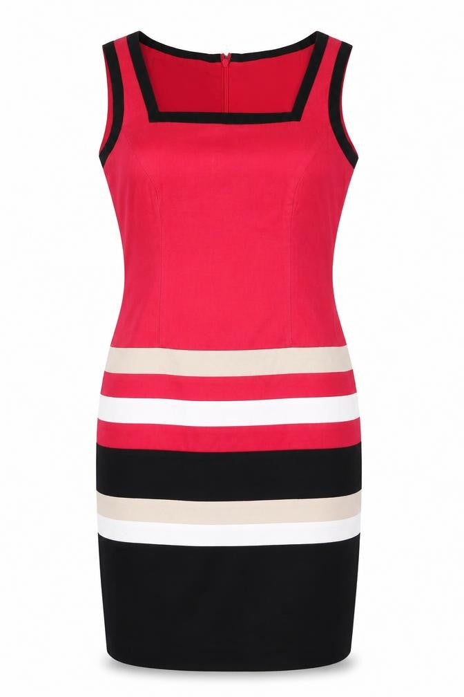 Front view of Marks & Spencer Women's Red Sheath Dress, size 8, Petite