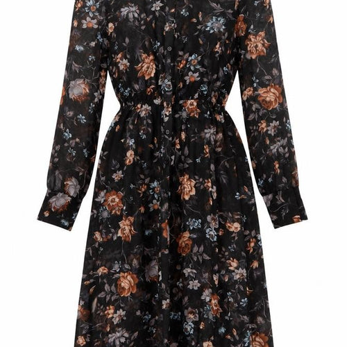 New Look Women's Black Floral Long Sleeve Dress
