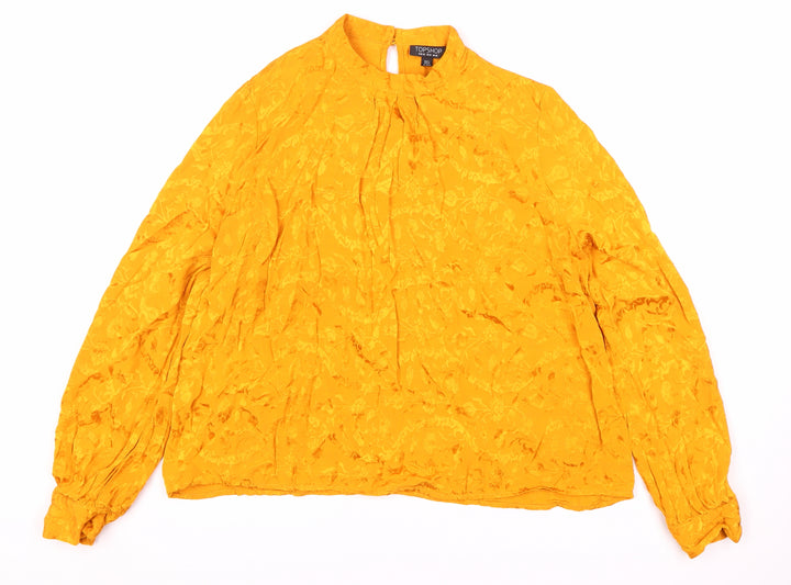 Topshop Yellow Blouse, Size 14, Long Sleeve, Women