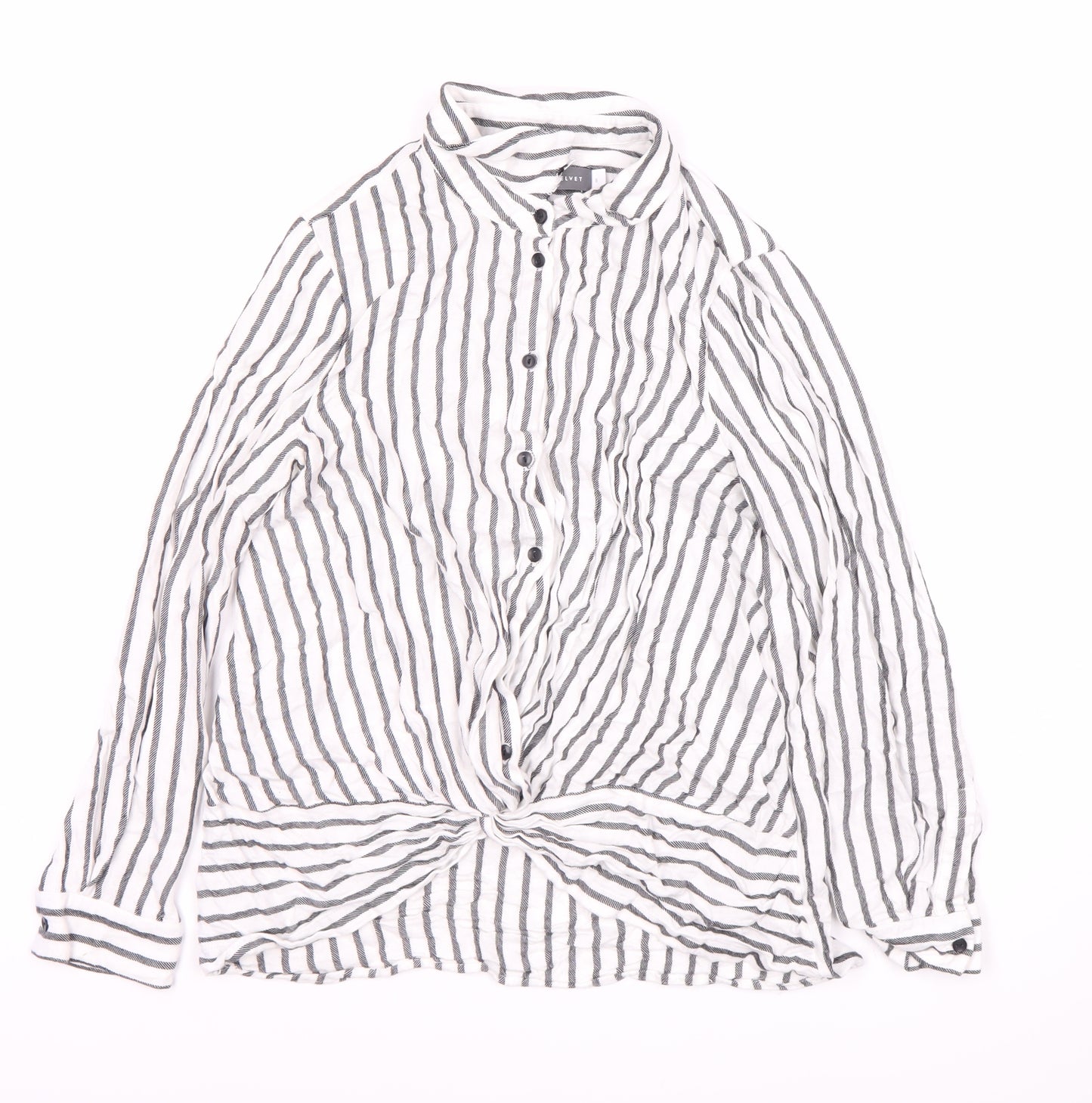 Mint Velvet Women's White Striped Button-Up Shirt, UK 8