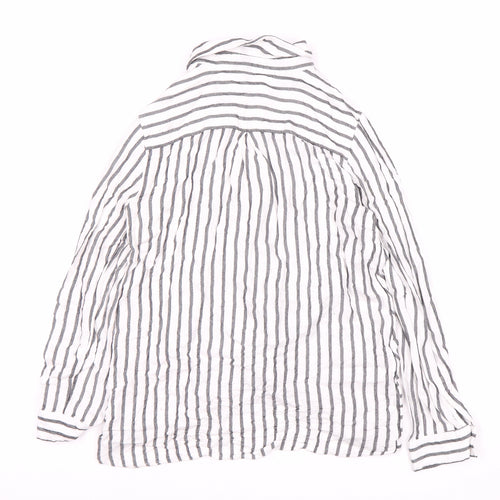 Mint Velvet Women's White Striped Button-Up Shirt, UK 8
