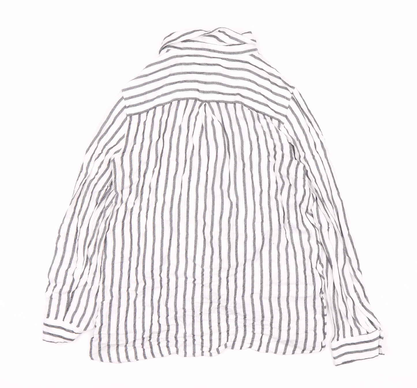 Mint Velvet Women's White Striped Button-Up Shirt, UK 8