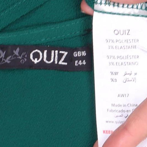 Ouiz Women's Green Wrap Top L with Flared Sleeves