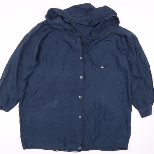 Stone Valley Women's Blue Silk Hooded Coat L