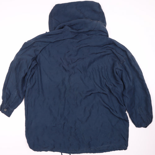Stone Valley Women's Blue Silk Hooded Coat L