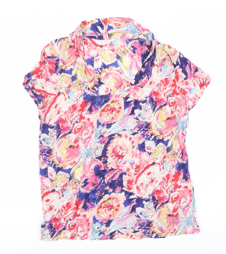East Women's Multicoloured Floral Blouse, Size 2, Cowl Neck