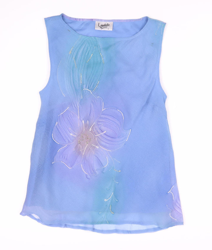 Viyella Women's Blue Floral Sleeveless Top Size 12