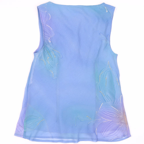 Viyella Women's Blue Floral Sleeveless Top Size 12