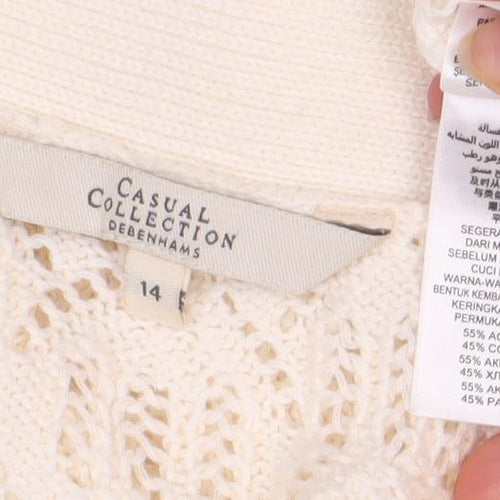 Casual Collection Women's Ivory Knit Cardigan Size 14