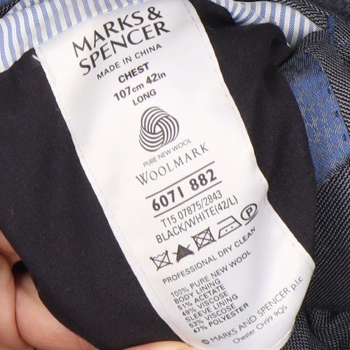 Marks and Spencer Men's Black Blazer, Size 42 L