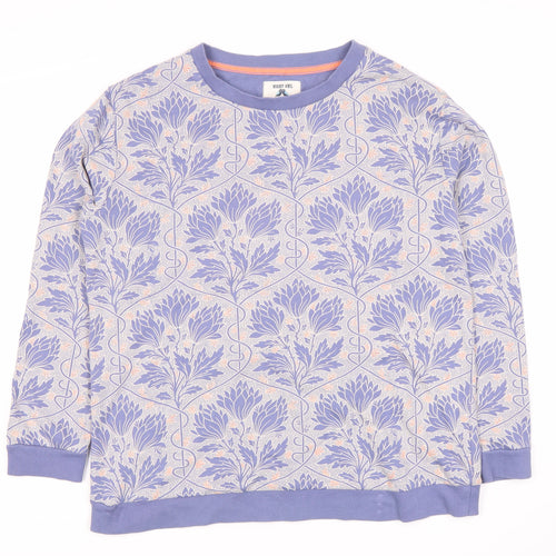 Night Owl Women's Purple Floral Print Pullover Sweatshirt M
