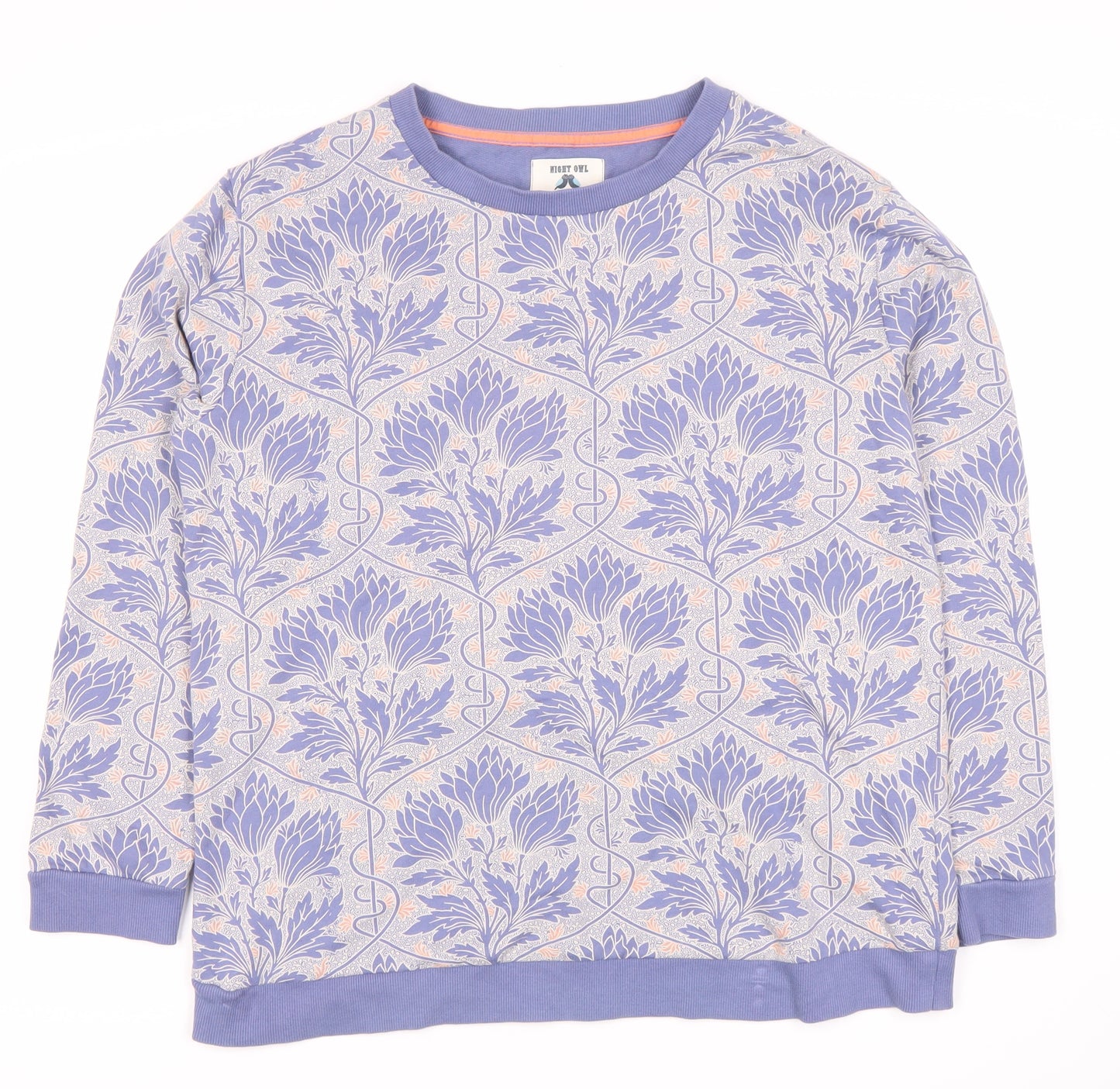 Night Owl Women's Purple Floral Print Pullover Sweatshirt M