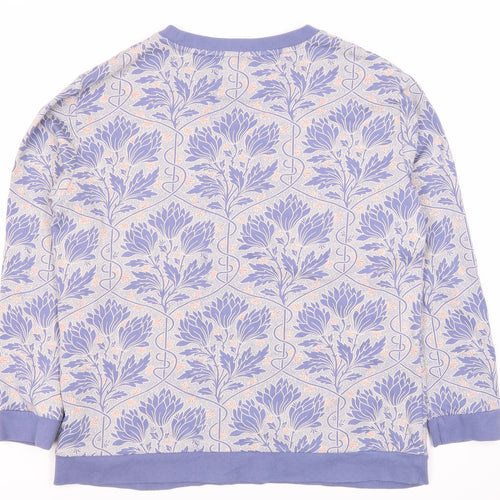 Night Owl Women's Purple Floral Print Pullover Sweatshirt M