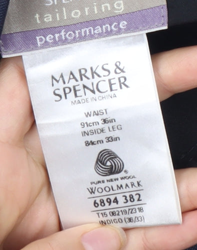 Marks and Spencer Men's Blue Wool Dress Pants 36