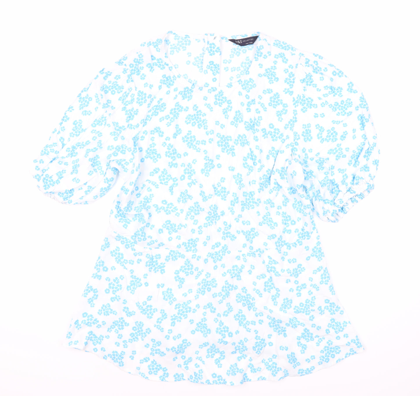 Marks and Spencer Women's Blue Floral Dress Size 12