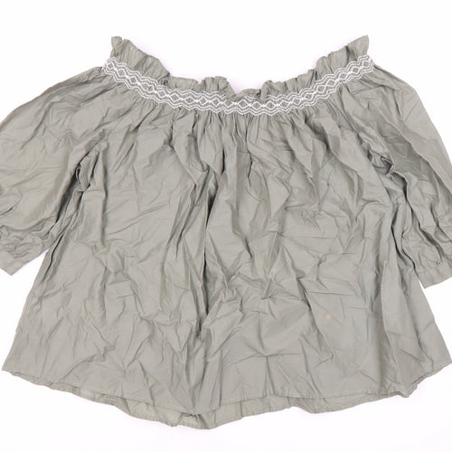Marks and Spencer Women's Green Off-Shoulder Blouse Size 12