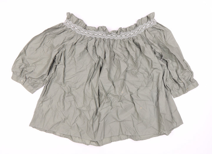 Marks and Spencer Women's Green Off-Shoulder Blouse Size 12