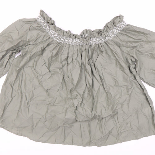 Marks and Spencer Women's Green Off-Shoulder Blouse Size 12