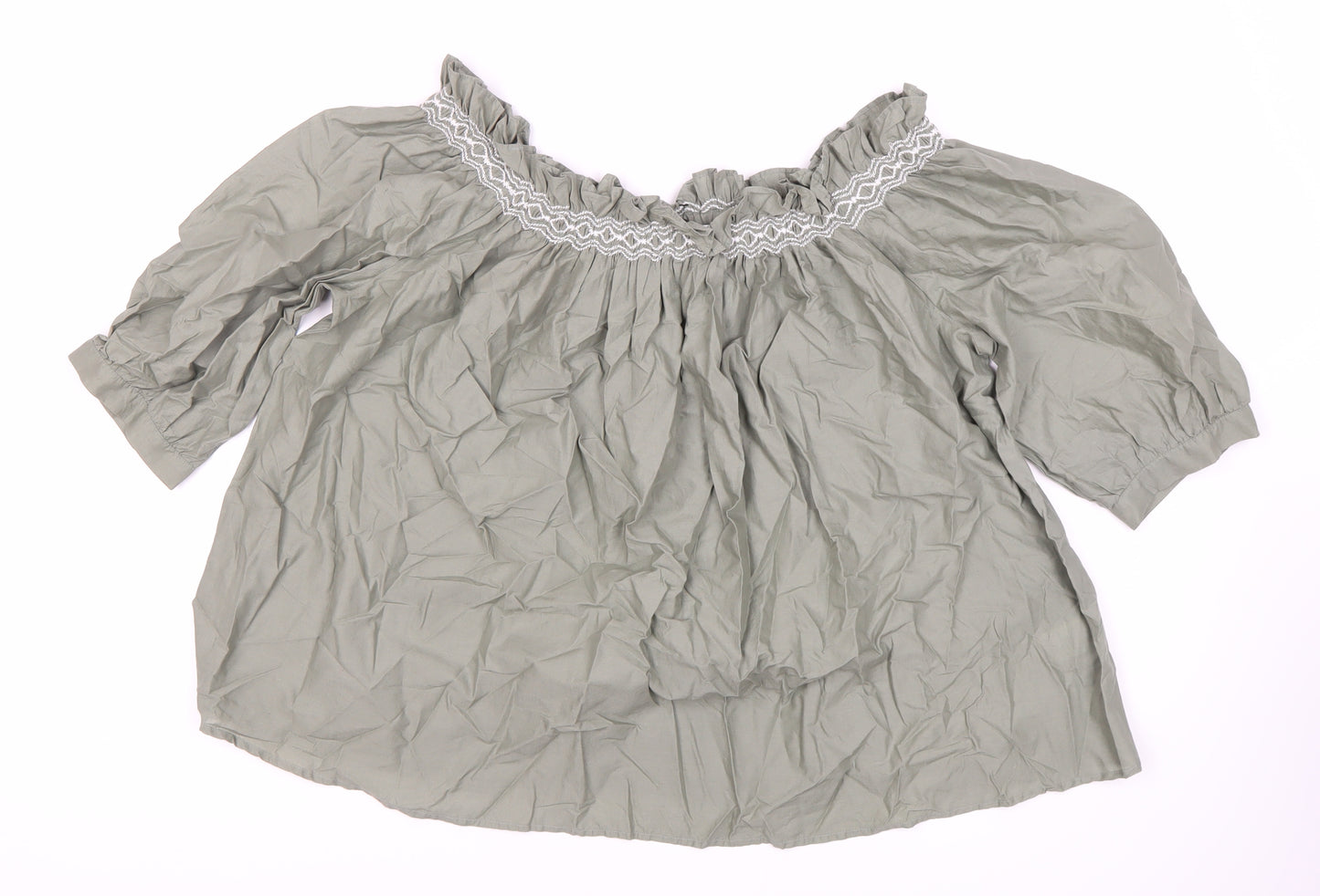 Marks and Spencer Women's Green Off-Shoulder Blouse Size 12