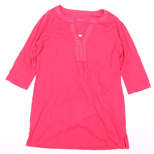 Peach Women's Pink Blouse Tunic Size 8 Embroidered