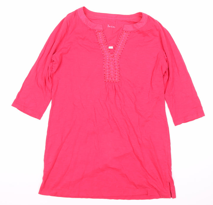 Peach Women's Pink Blouse Tunic Size 8 Embroidered